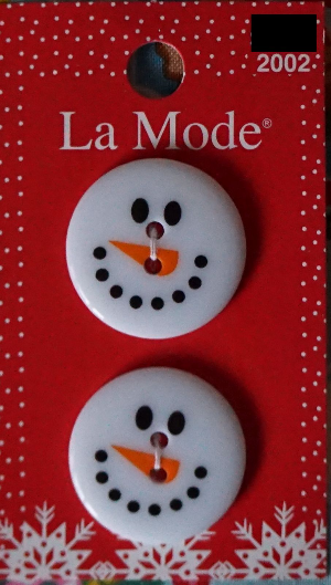 La Mode Holiday Snowman Face 2 Buttons Per Card 1 inch